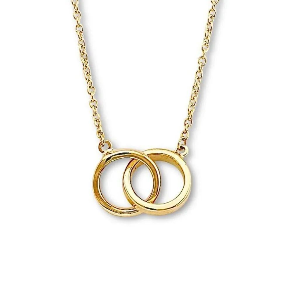 14K Yellow Gold Together Necklace | Interlocking Pendant By Tehrani Jewelry